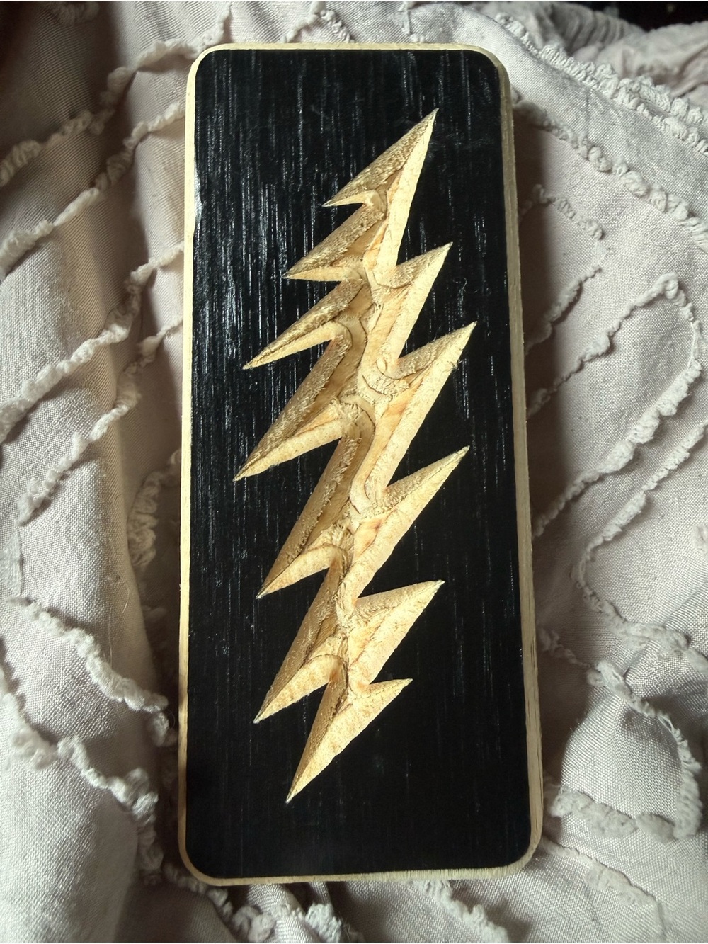Grateful Dead Handcrafted Black Plaque with Gold Lightning Bolt 4inches